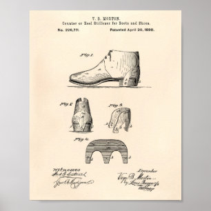 Boots and Shoes 1880 Patent Art Old Peper Poster
