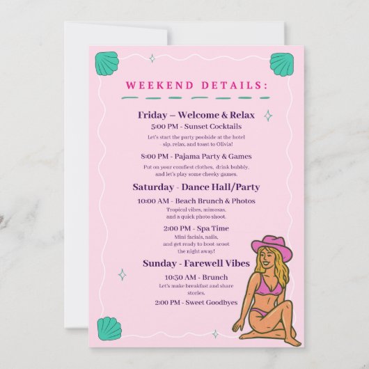 Boots & Bikinis Bachelorette Invitation  (Dos)