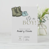 Boots & Booties" Baby shower Invitation (Debout devant)