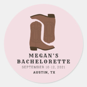 Boots & Booze Austin Texas Bachelorette Ronde Sticker