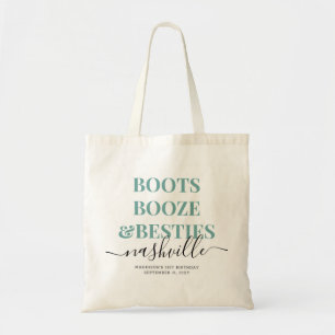 Boots Booze Besties Blauwgroen Land Girls Tote Bag