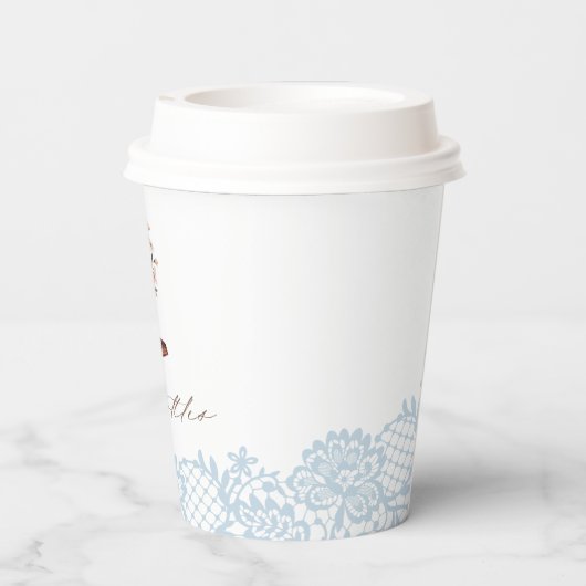 Boots & Bottles Blue Cowboy Western Baby shower Papieren Bekers (Achterkant)