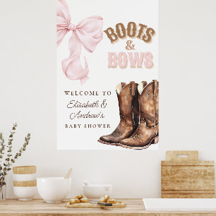 Boots & Bows Baby Shower Welkom Poster