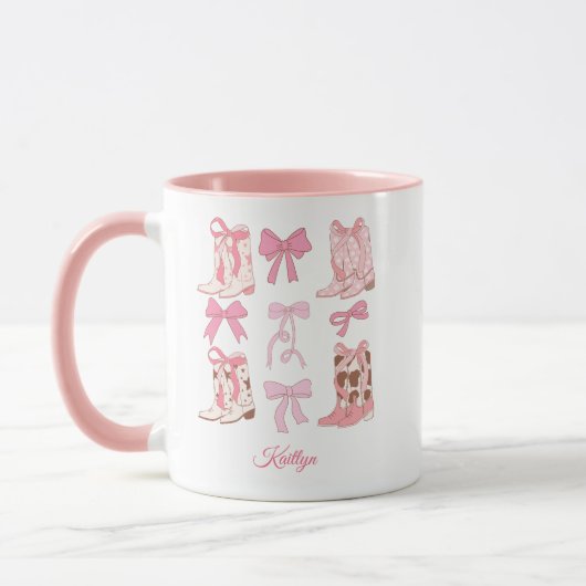 Boots & Bows Cowgirl Personnalisé Café Mug (Gauche)