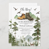 Boots Boy Pine Adventure Begin Forest Baby shower Kaart (Voorkant / Achterkant)
