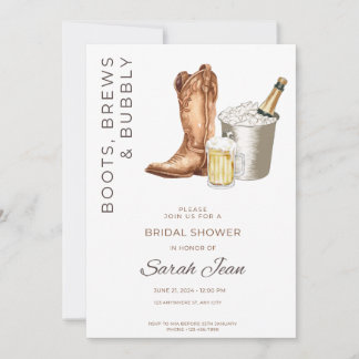 Boots, Brews et Bubbly Fête des mariées Invitation