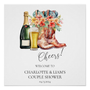 Boots, Bubbly, and Brews douche Affiche de bienven