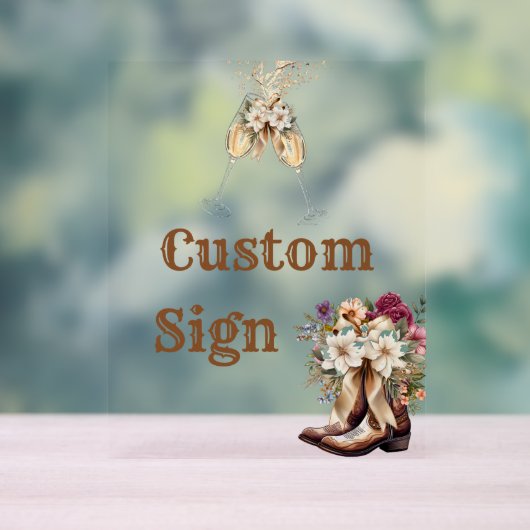 Boots & Bubbly Boho western Vrijgezellenfeest guns Acryl Bord (Neutraal)