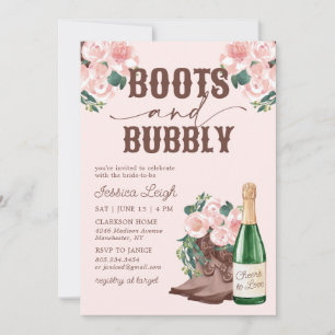 Boots & Bubbly Floral Champagne Invitation de Mari