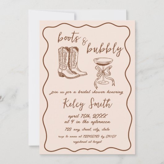 Boots & Bubbly Main Drawer Invitation de la douche (Devant)