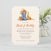 Boots & Bubbly Modern Cute Floral Bridal Shower Kaart (Staand voorkant)
