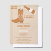 Boots Bubbly Rustic Western Country Vrijgezellenfe Vellum Uitnodigingen (Offset)