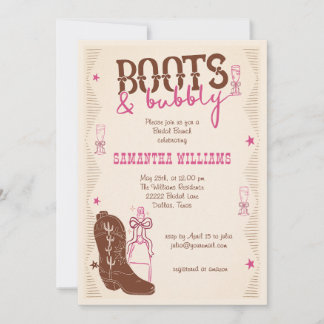 Boots & Bubbly Westerse Cowgirl Bruiloftsborrel Kaart