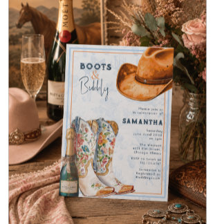 Boots & Bubbly Westerse Toile Bruidsdouche Kaart