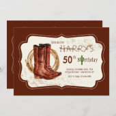 Boots Cowboy Invitation de fête d'anniversaire (Devant / Derrière)