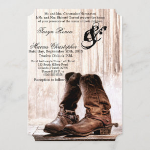 Boots de Faire-part de mariage 5x7 Pays Russe West