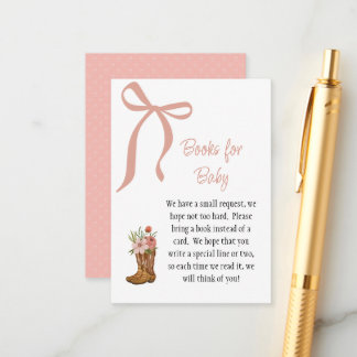 Boots en Bows Baby Meisje Shower Boeken voor Baby Informatiekaartje