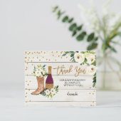 Boots en Bubble Rustic-kaart Bedankkaart (Staand voorkant)