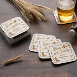 Boots en Bubby Bruidsuitnodiging Vierkante Kartonnen Onderzetter