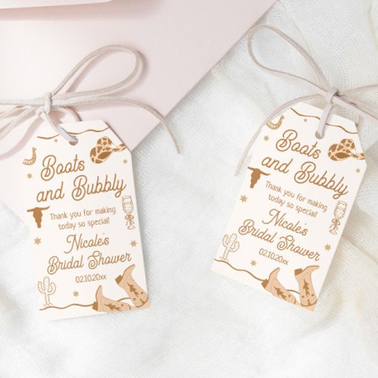 Boots en Bubby Western Bruidsuitnodiging Bedankt Cadeaulabel