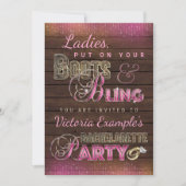 Boots et Bling Bachelorette Party Invitations (Devant)