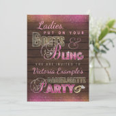 Boots et Bling Bachelorette Party Invitations (Debout devant)