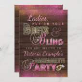 Boots et Bling Bachelorette Party Invitations (Devant / Derrière)