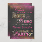 Boots et Bling Bachelorette Party Invitations (Devant / Derrière)