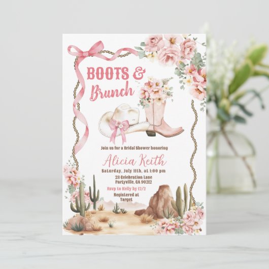 Boots et Brunch Invitation de la douche nuptiale (Debout devant)