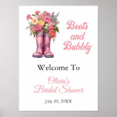 Boots et Bubbly Fête des mariées rose Affiche de b (Devant)