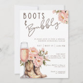 Boots et Bubbly Invitation de douche nuptiale (Devant)