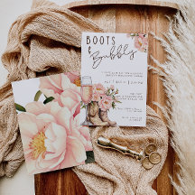 Boots et Bubbly Invitation de douche nuptiale