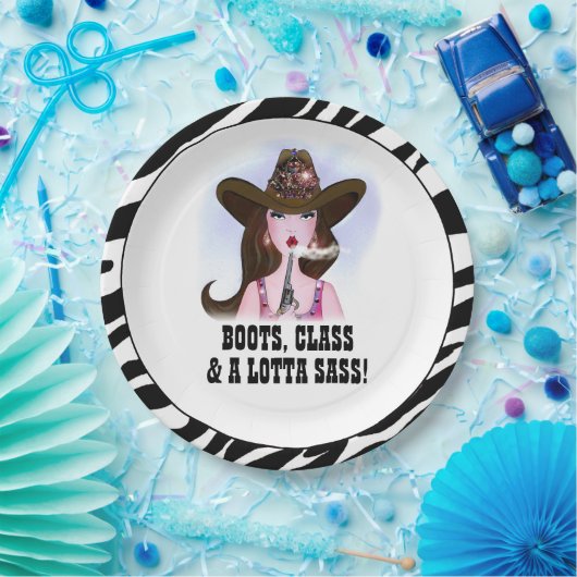 "BOOTS, KLASSE EN EEN LOTTA SASS!" PAPIEREN BORDJE (Feest)