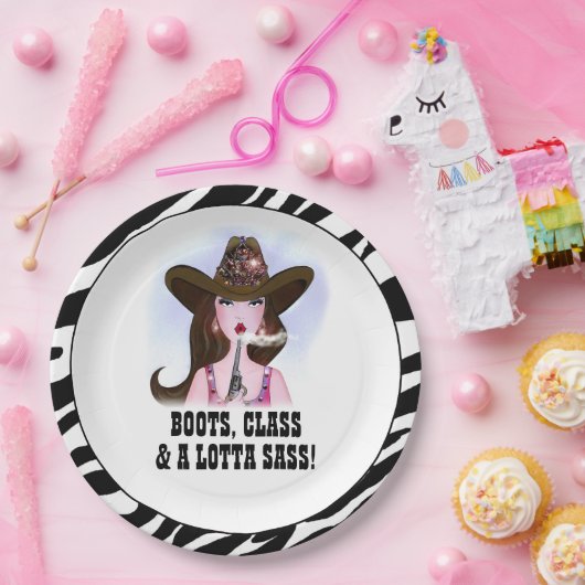 "BOOTS, KLASSE EN EEN LOTTA SASS!" PAPIEREN BORDJE (Feest)