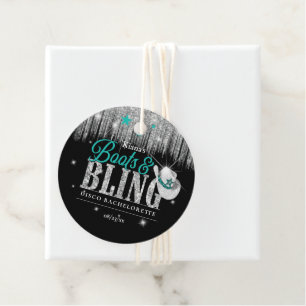 Boots 'n Bling Disco Bachelorette Blauwgroen ID925 Bedankjes Labels