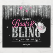 Boots 'n Bling Disco Bachelorette ID925 Sparkling Wijnetiket (Enkel label)