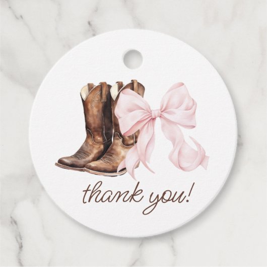 Boots of bows Gender onthullen Dank je Bedankjes Labels (Voorkant)