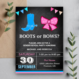 Boots of bows Gender Reopenbaart Party Kaart