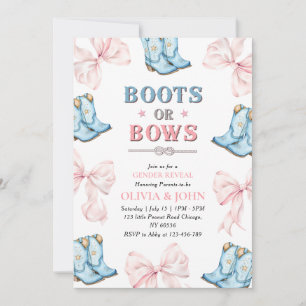 Boots of Bows Gender Reveal Invitation Kaart