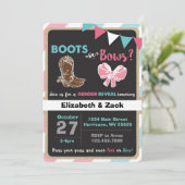 Boots of Bows Geslacht Onthulling Uitnodiging (Staand voorkant)