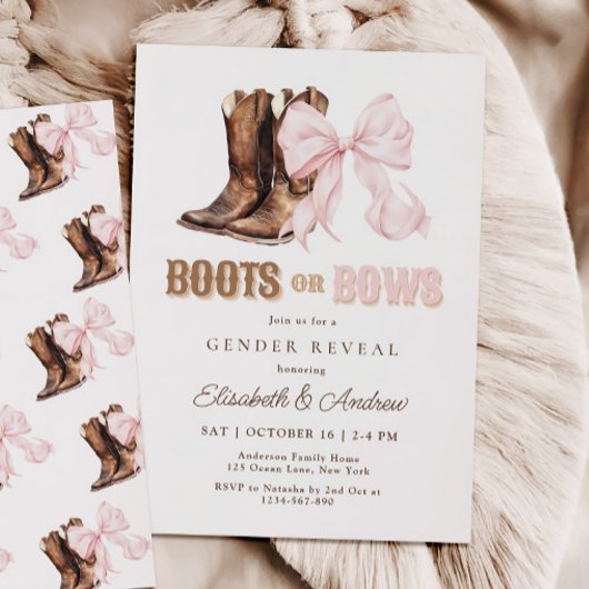 Boots of Bows Geslacht Onthulling Uitnodiging