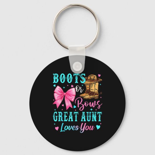 Boots Or Bows Great Aunt Loves You Gender Reveal F Sleutelhanger (Voorkant)
