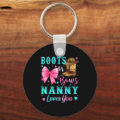 Boots Or Bows Nanny Loves You Gender Reveal Family Sleutelhanger (Voorkant)