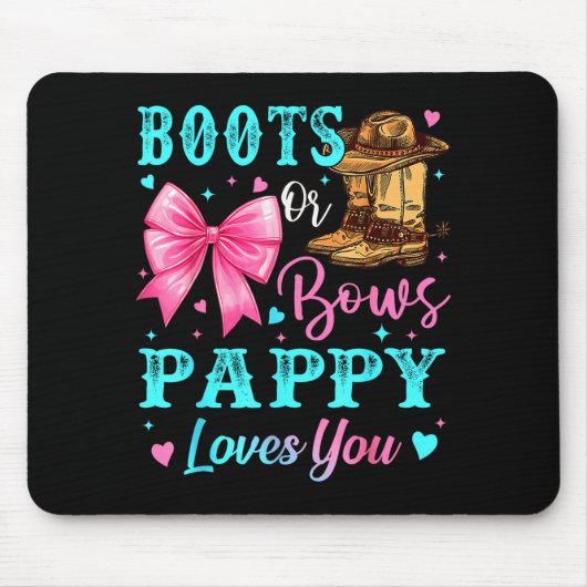 Boots Or Bows Pappy Loves You Gender Reveal Family Muismat (Voorkant)