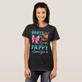 Boots Or Bows Pappy Loves You Gender Reveal Family T-shirt (Voorkant volledig)