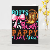 Boots Or Bows Pappy Loves You Gender Reveal Party Kaart (Gele Bloem)