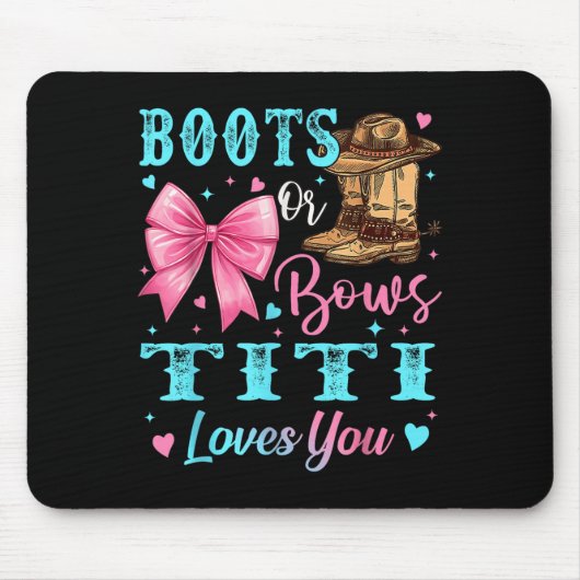 Boots Or Bows Titi Loves You Gender Reveal Family Muismat (Voorkant)