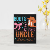 Boots Or Bows Uncle Loves You Gender Reveal Party Kaart (Gele Bloem)