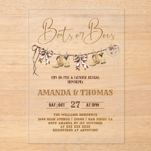 Boots or Bows Western Gender Reveal Acryl Uitnodigingen