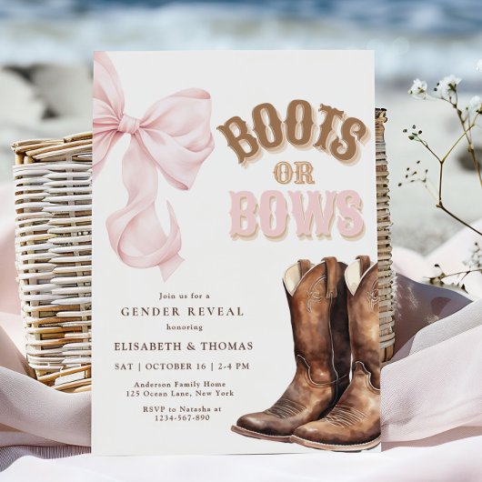 Boots ou Bows Genre Révéler Invitation